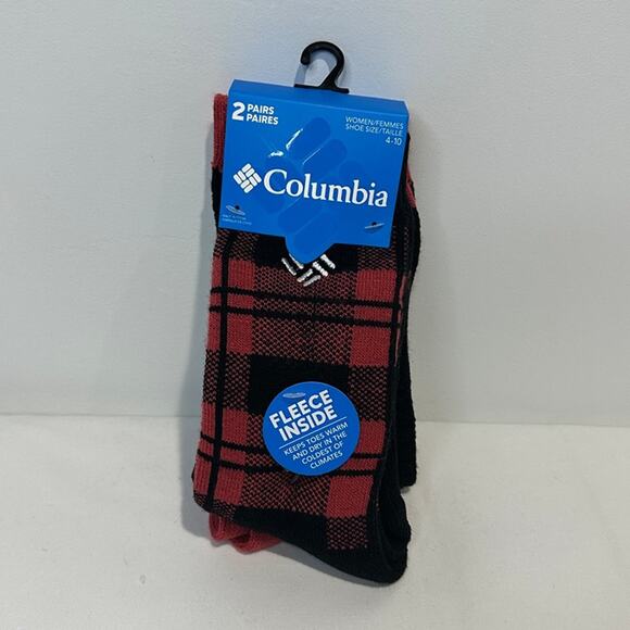 Columbia Accessories - 2 Pairs COLUMBIA Women's Fleece Lined Red, Black Crew Winter Socks